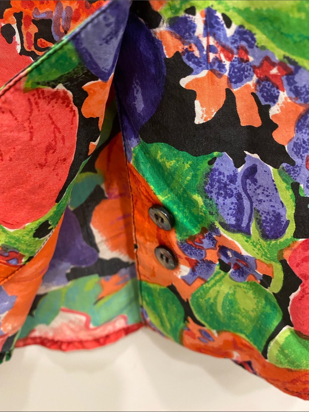 Canary Island 100% Silk Button Down Shirt | Multicolour Floral | Quiet Luxury - Picture 7 of 9